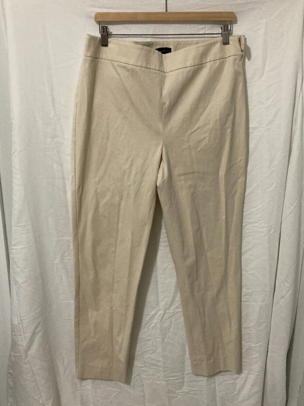Talbots Women 14 Chatham Ankle Pant Beige Classic Work Preppy Comfort Straight